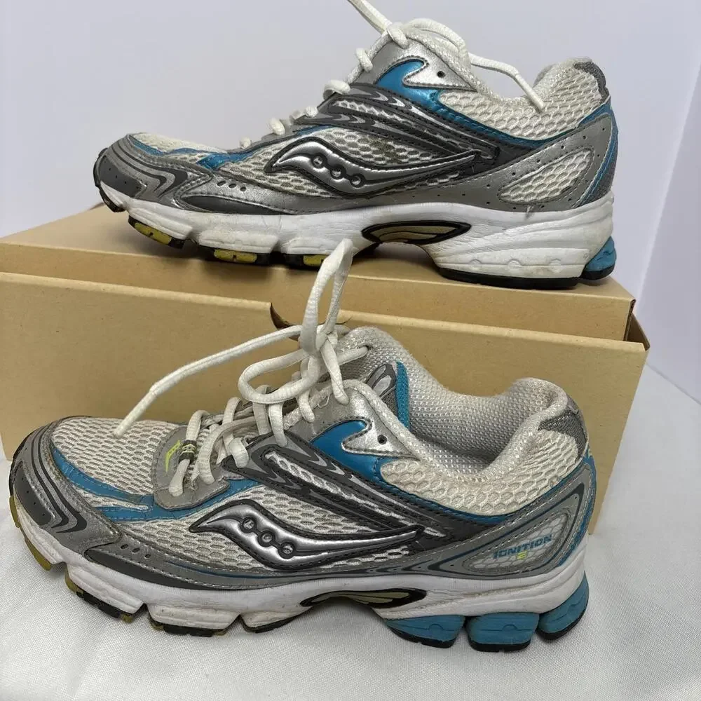 Saucony Ignition 2 Womens 7.5 Running Shoes Blue Silver Athletic Sneaker‎